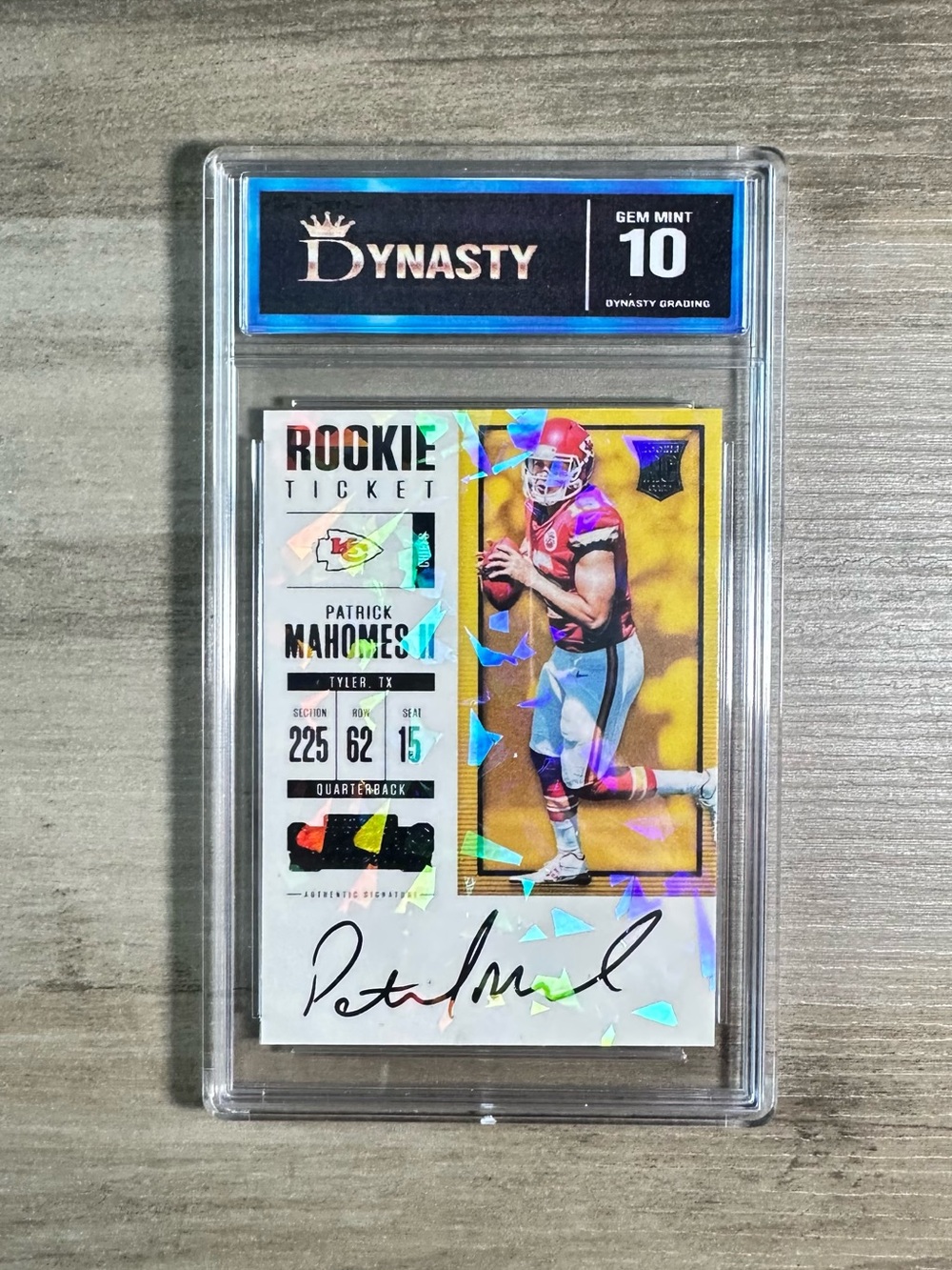Patrick Mahomes Signed Rookie Ticket Autograph Holo Gem Mint 10 Novelty Card.
